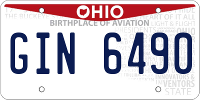 OH license plate GIN6490
