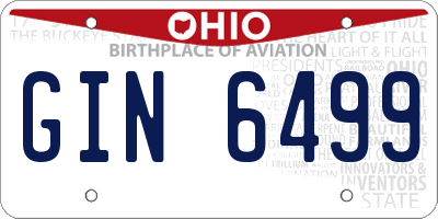 OH license plate GIN6499