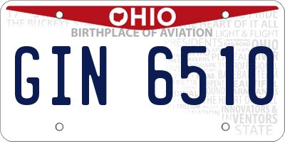 OH license plate GIN6510