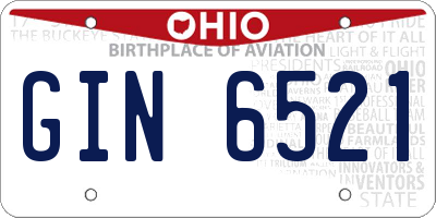 OH license plate GIN6521