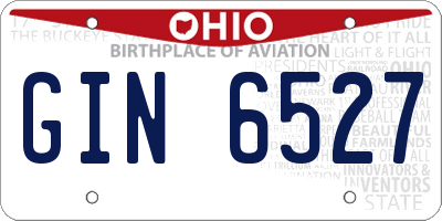 OH license plate GIN6527