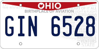 OH license plate GIN6528