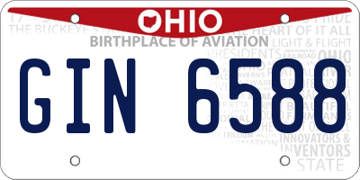 OH license plate GIN6588