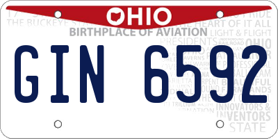 OH license plate GIN6592