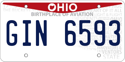 OH license plate GIN6593