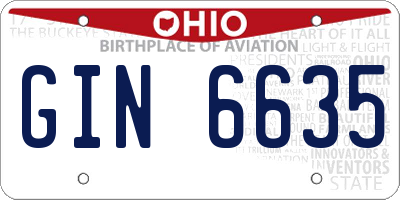 OH license plate GIN6635