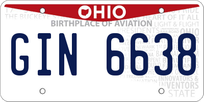OH license plate GIN6638