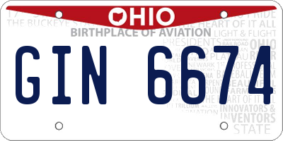 OH license plate GIN6674