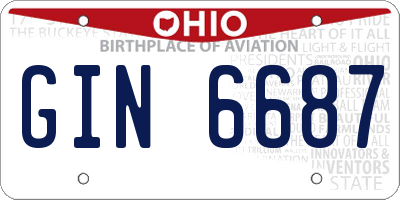 OH license plate GIN6687