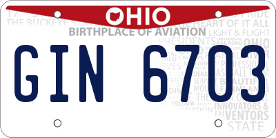 OH license plate GIN6703