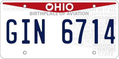 OH license plate GIN6714
