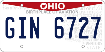 OH license plate GIN6727