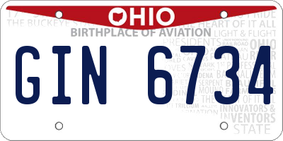 OH license plate GIN6734