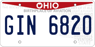 OH license plate GIN6820