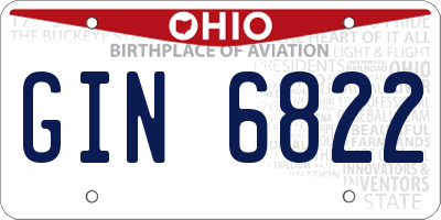 OH license plate GIN6822