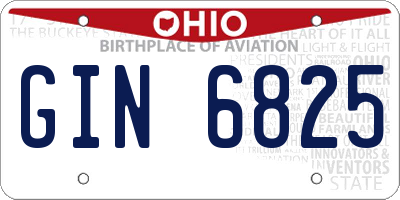 OH license plate GIN6825