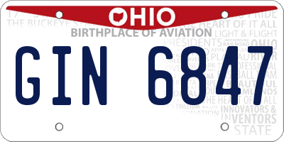 OH license plate GIN6847