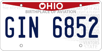 OH license plate GIN6852