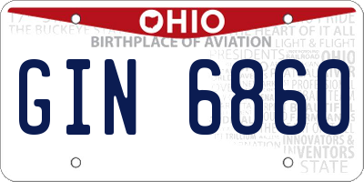 OH license plate GIN6860