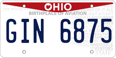 OH license plate GIN6875