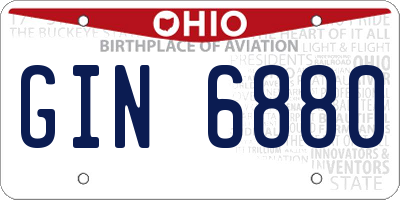 OH license plate GIN6880