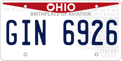 OH license plate GIN6926