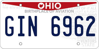 OH license plate GIN6962