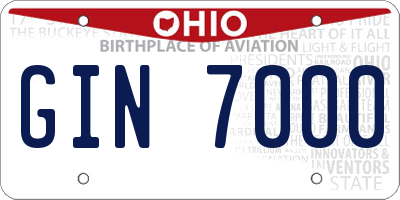 OH license plate GIN7000