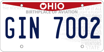 OH license plate GIN7002