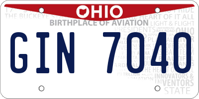 OH license plate GIN7040