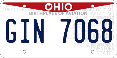 OH license plate GIN7068