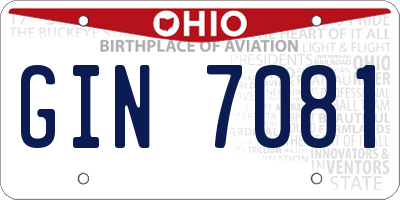 OH license plate GIN7081