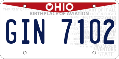 OH license plate GIN7102