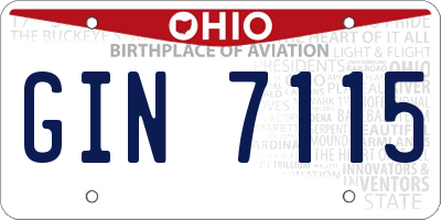 OH license plate GIN7115