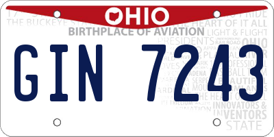 OH license plate GIN7243