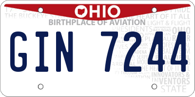 OH license plate GIN7244