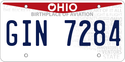 OH license plate GIN7284