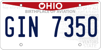 OH license plate GIN7350
