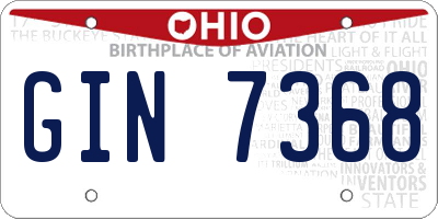 OH license plate GIN7368