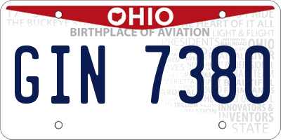 OH license plate GIN7380