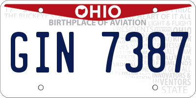 OH license plate GIN7387