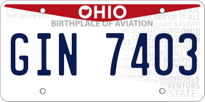 OH license plate GIN7403