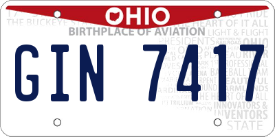OH license plate GIN7417
