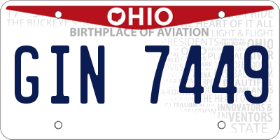 OH license plate GIN7449