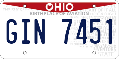OH license plate GIN7451