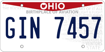 OH license plate GIN7457