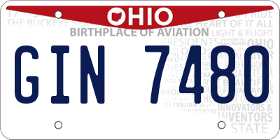 OH license plate GIN7480