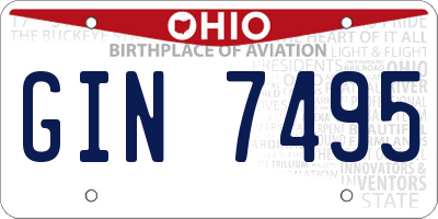 OH license plate GIN7495