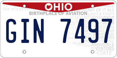 OH license plate GIN7497