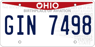OH license plate GIN7498